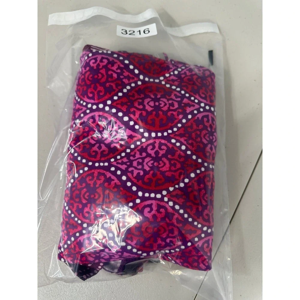Chicos Maxi Cap Sleeve Dress Size 2 L Pink Purple Twist Front Geometric Slit New